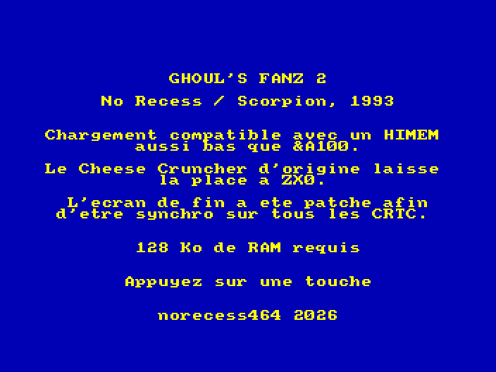 Introduction screen of the file edition of Ghoul's Fanz 2