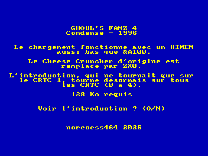 Introduction screen of the file edition of Ghoul's Fanz 4
