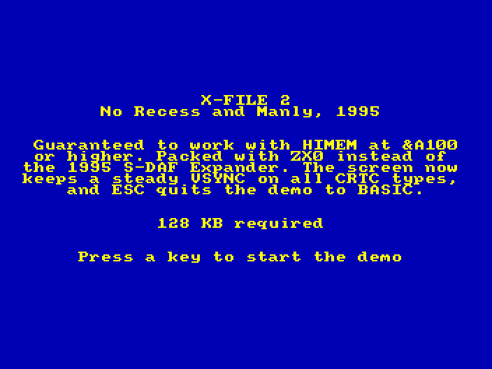 Introduction screen of the file edition of X-File 2