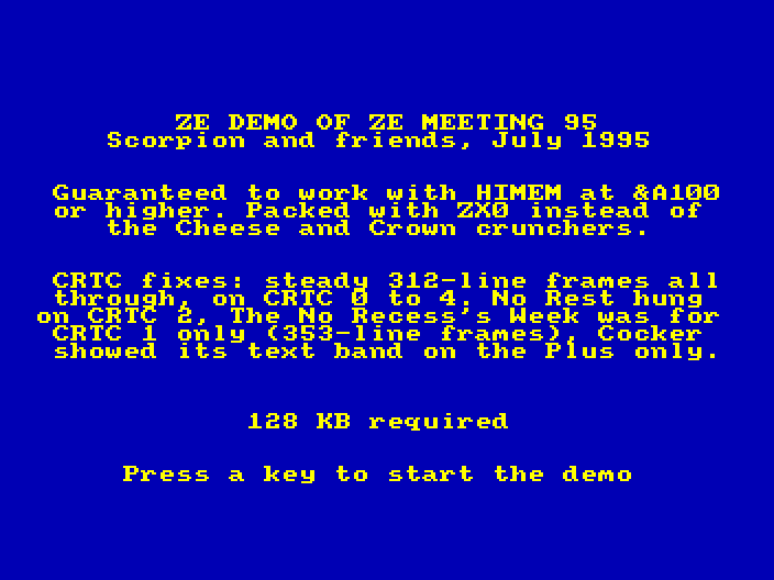 Introduction screen of the file edition of Ze Meeting 95