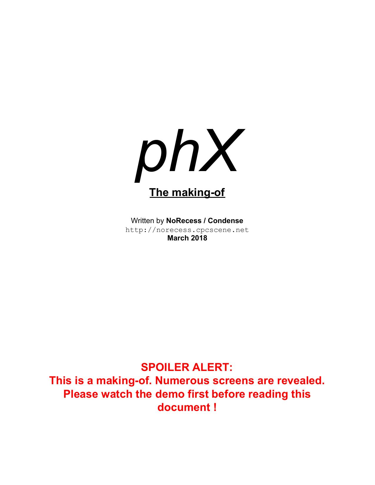 Seite 1 des phX-Making-ofs, wie erschienen