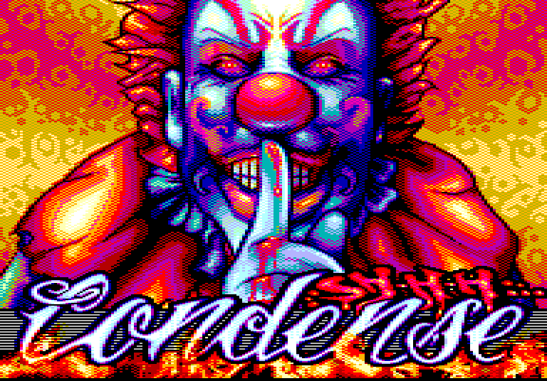 Ein Clown, über dem Condense-Logo