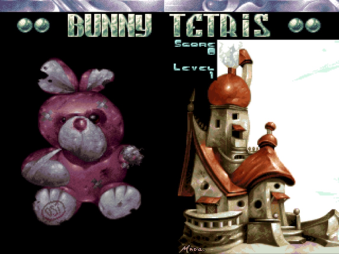La pantalla de título: el conejo de peluche junto al castillo de Made