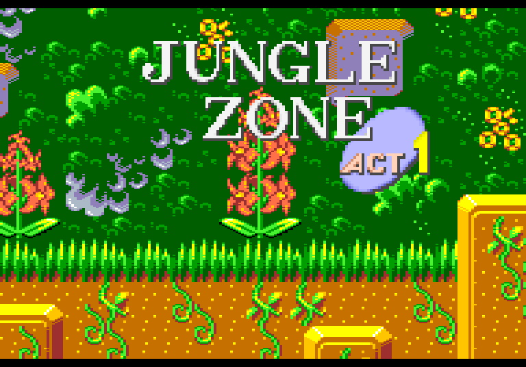 El cartel que anuncia Jungle Zone, acto 1, sobre el follaje verde
