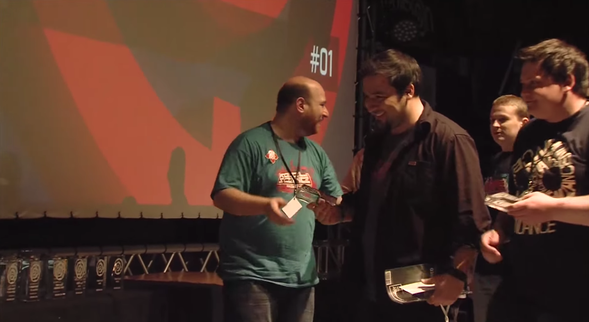 Carlos winning the Art compo at Revision 2014